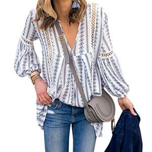 🌟NEW Women's v-neck blouse, floral-type print